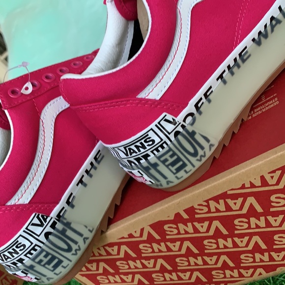 VANS OLD SKOOL STACKED LOGO STACK CABARET/TRWHT WM - Picture 12 of 13